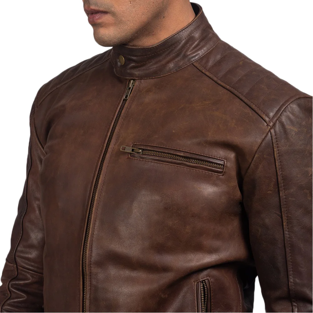 Dean Brown Leather Biker Jacket – Classic Style & Premium Craftsmanship