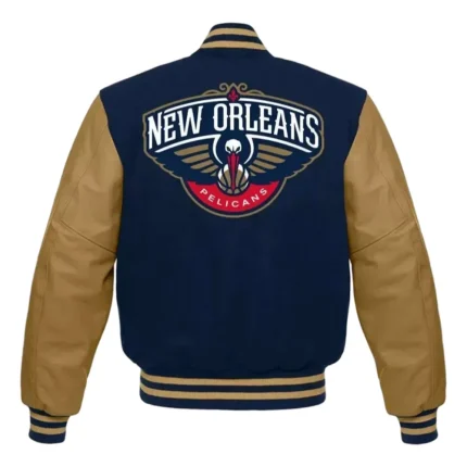 Letterman New Orleans Pelicans Blue and Brown Jacket