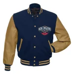Letterman New Orleans Pelicans Blue and Brown Jacket
