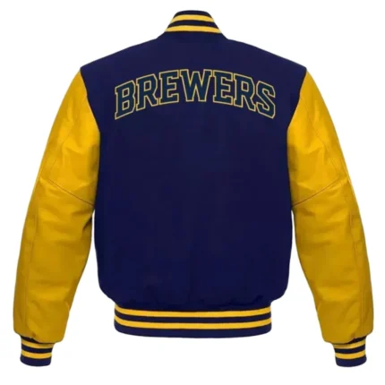 Milwaukee Brewers Letterman Yellow and Blue Jacket