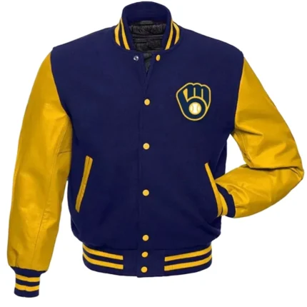 Milwaukee Brewers Letterman Yellow and Blue Jacket
