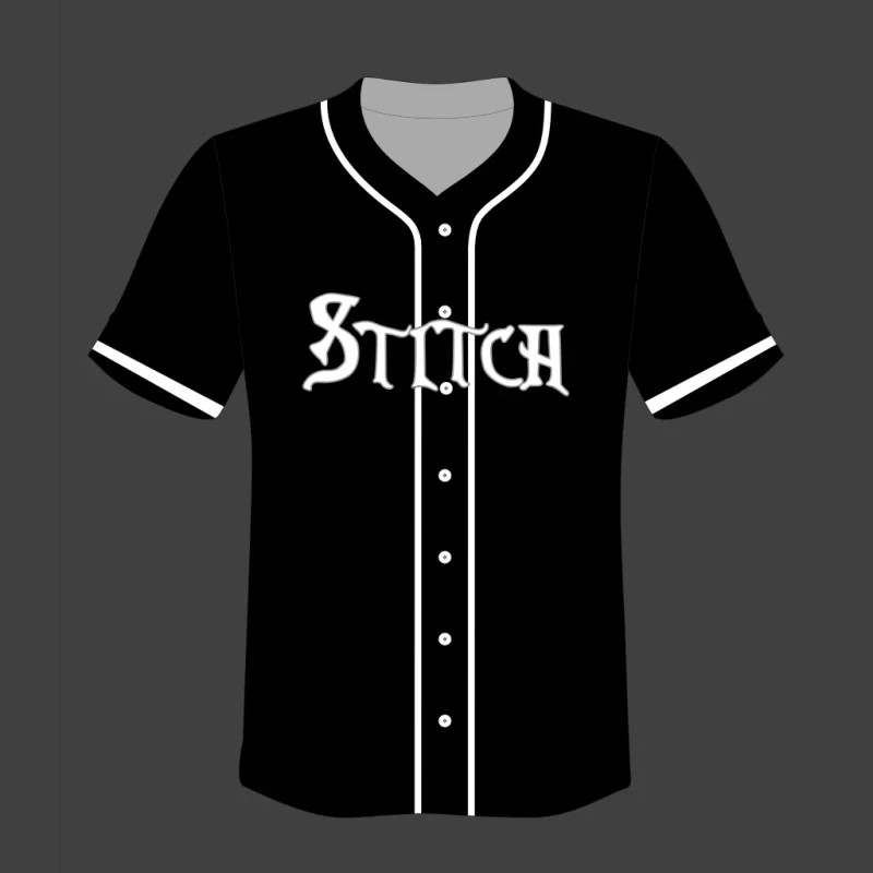 Custom Black "Stitch" Baseball Jersey - Full Button Down Uniform