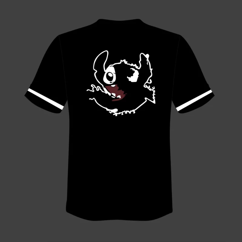 Custom Black "Stitch" Baseball Jersey - Full Button Down Uniform