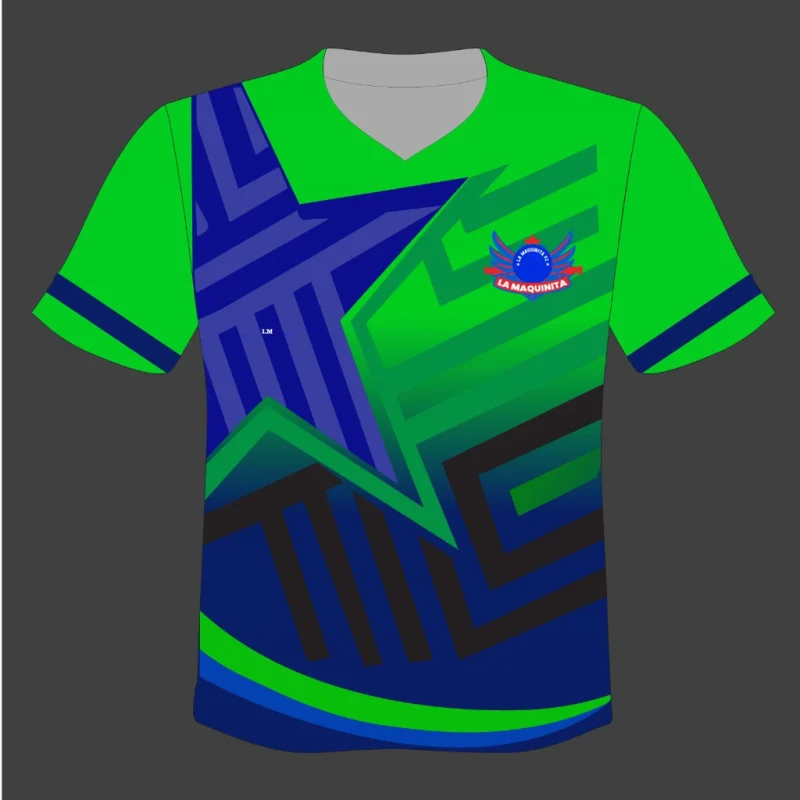 Custom Green & Blue Sublimated Soccer Jersey - Konaa Crafts Team Uniform